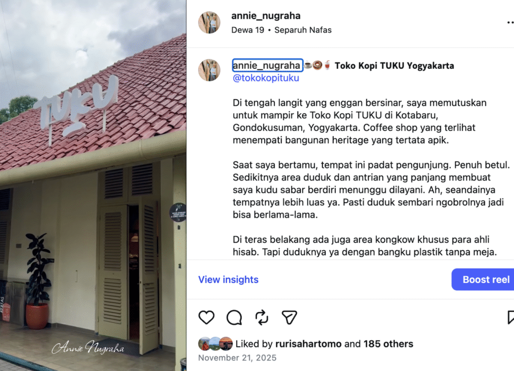 Toko Kopi Tuku Jogjakarta, Lahir Karena Mimpi, Besar Karena Tetangga
