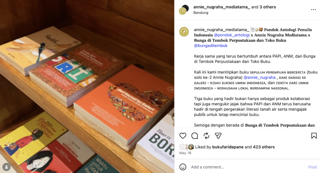 Bunga di Tembok, Perpustakaan dan Toko Buku Independen dengan Lapak Komunitas di bandung